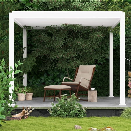 Mirador 111S 10'x13' Outdoor Pergola,Full Aluminum Frame w/Adjustable Louvered Roof, White
