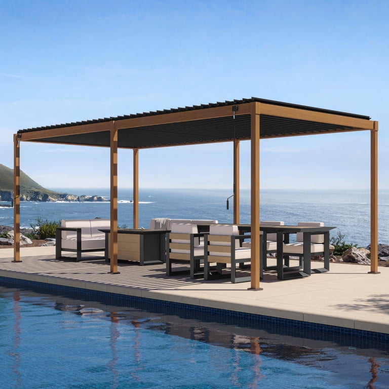 MIRADOR 10'x 20' Outdoor Pergola with Adjustable Rainproof Louver