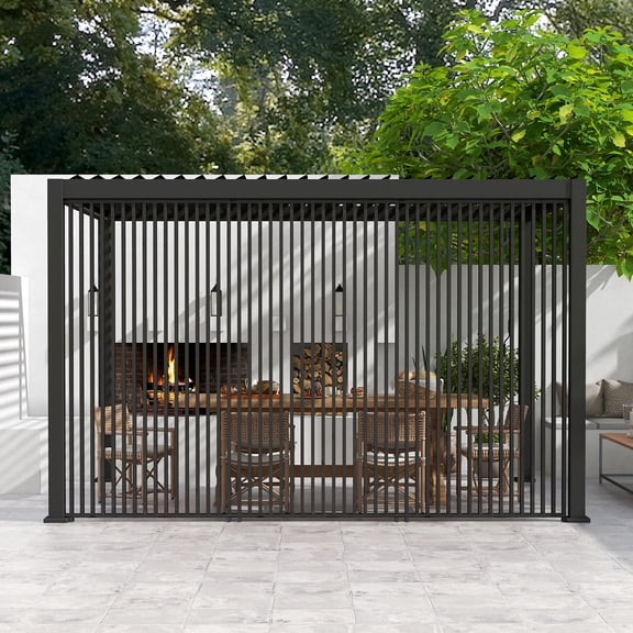 Mirador 111S Outdoor Pergola Aluminum Deco Wall Skyline 1/3 13' Side, Dark Grey (Not Pergola)