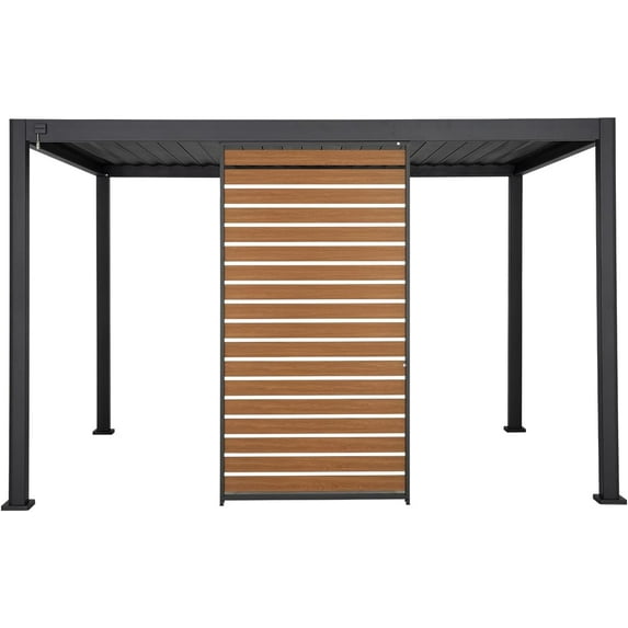 Mirador 111S Takasho Outdoor Pergola Aluminum Deco Wall Panorama 1/3 13' Side, Wood Grain (Not Pergola)