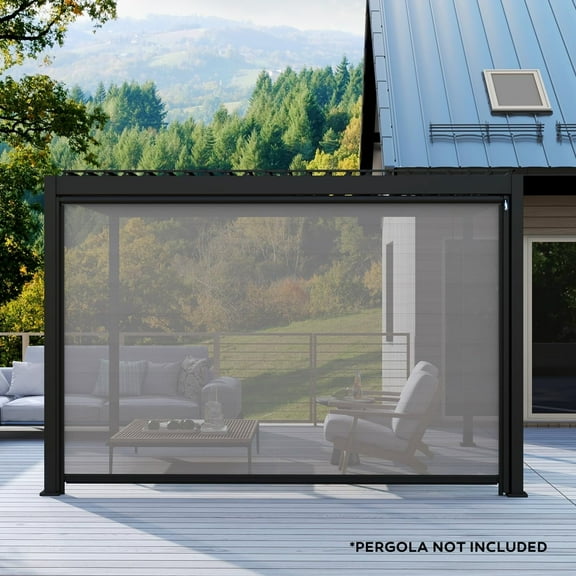 Mirador 12' 80/88S Outdoor Pergola Aluminum Pull Down Privacy Screen, Charcoal (Pergola accessory)