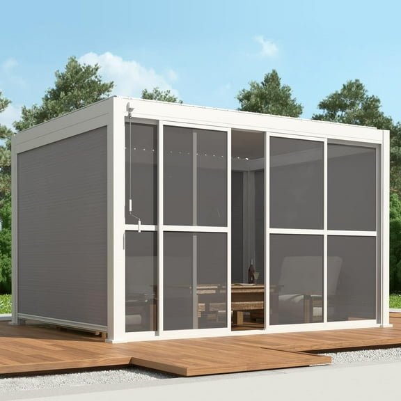 Mirador 111S Outdoor Pergola Aluminum Sliding PC Door w/Handle 13' Side, 4 Panels, White(Not Pergola)