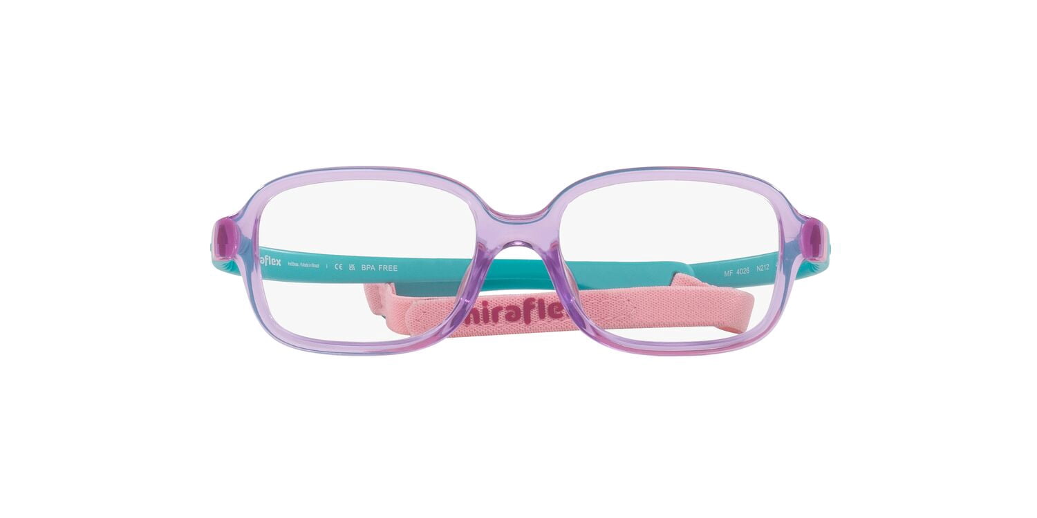 Miraflex Youth 0MF4026 Flexible Fort-x Eyeglasses with Headband and Case, Translucent Violet, 46mm