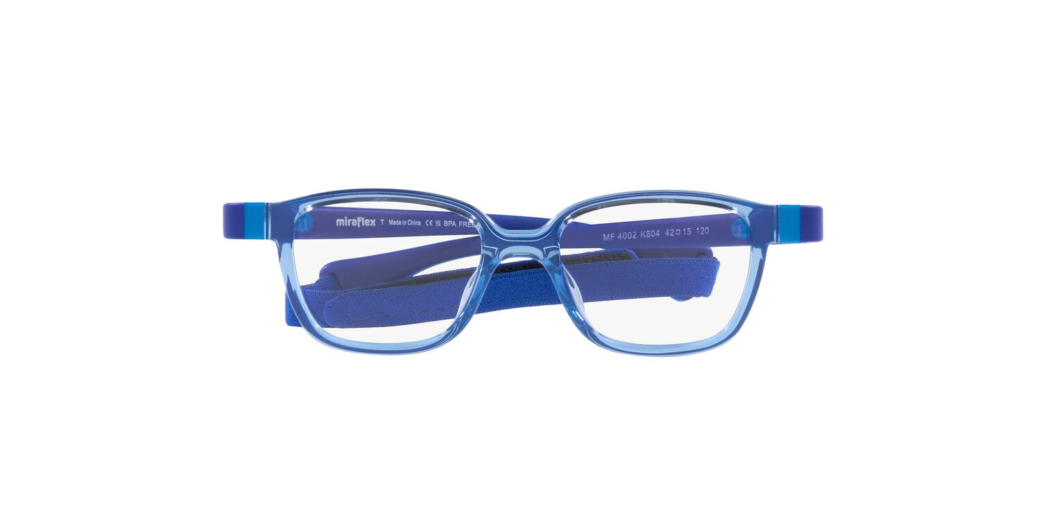 Miraflex Youth Eyeglasses 0MF4002 Flexible & Safe with Case & Headband, Light Blue, 42mm