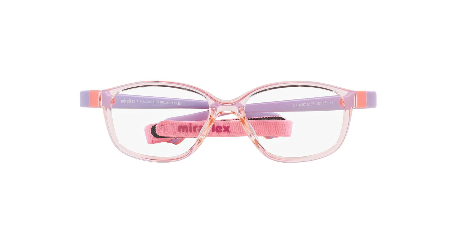 Miraflex Youth 0MF4007 Flexible & Safe Eyeglasses with Case & Headband, 46mm, Translucent Coral