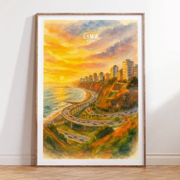 Miraflores Coastline Lima Peru City Scenery Wall Art Unframed Paper Print