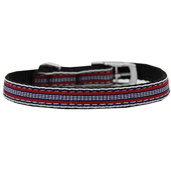 Mirage 126-007 38RD16 Preppy Stripes Dog Collar w/Buckle 0.375" Red/White -16