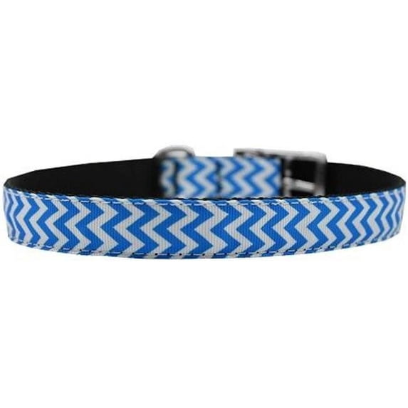 Mirage 126-260 34BL22 Chevrons Nylon Dog Collar w/Classic Buckle 0.75" Blue -22