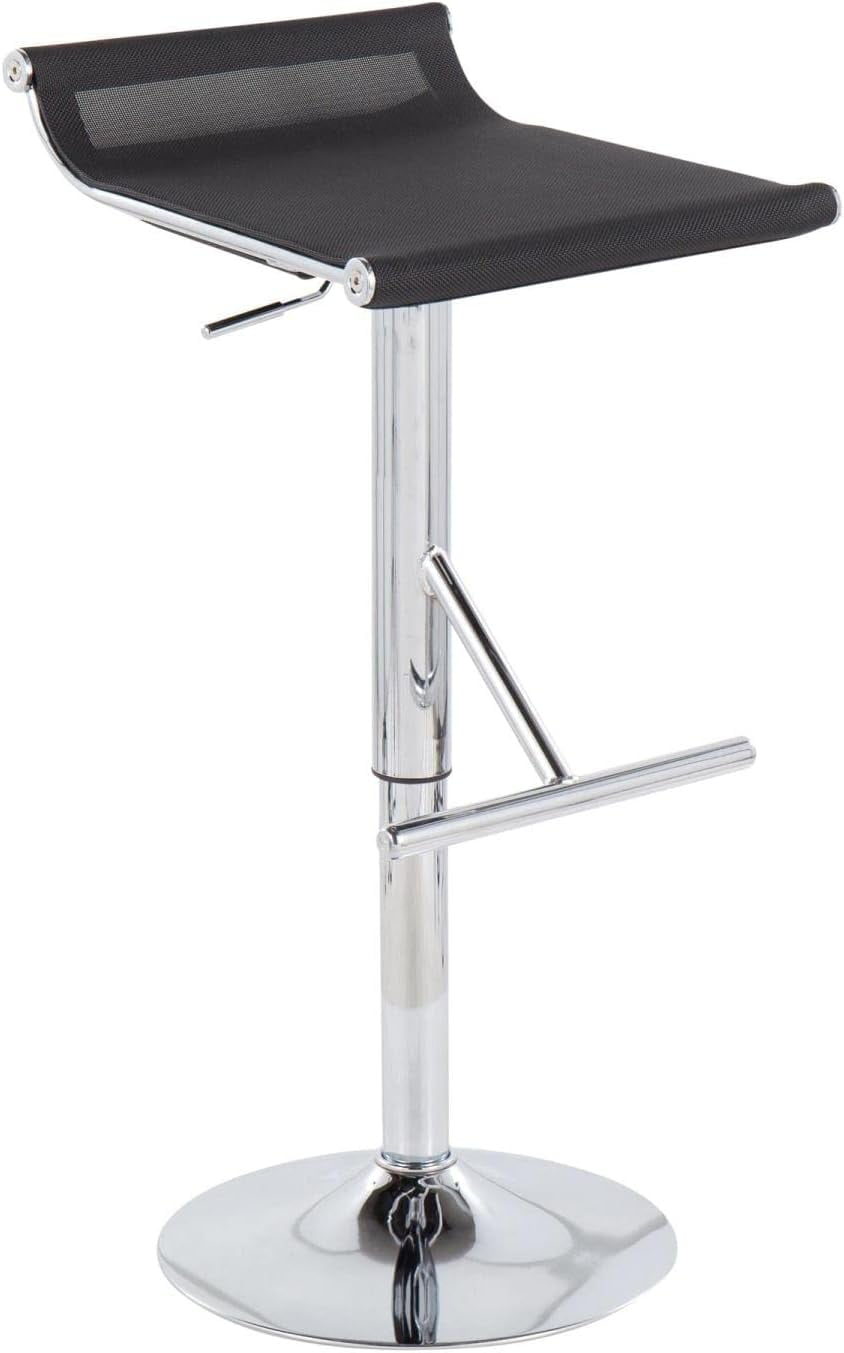 Mirage Ale Adjustable Silver Mesh and Chrome Swivel Barstool