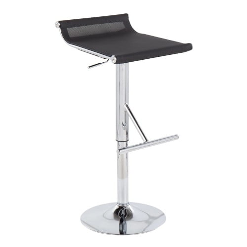 Sleek Mirage Swivel Adjustable Metal Bar Stool in Black