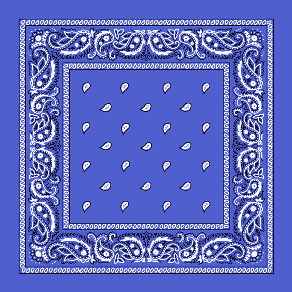 Mirage Blue Paisley Bandana - Single Piece 22x22