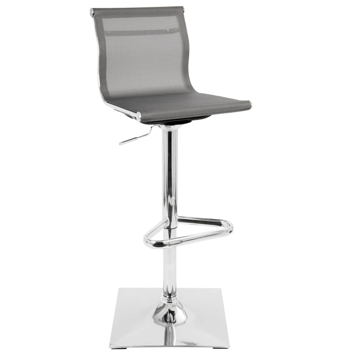 Mirage Silver Adjustable Swivel Barstool with Mesh Seat