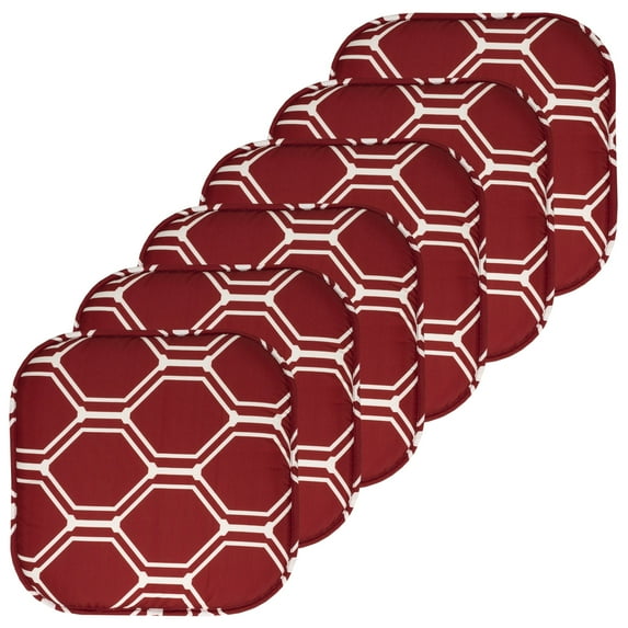 Mirage Hexagonal Print Memory Foam Chair Pads 6 Pack Wine/White