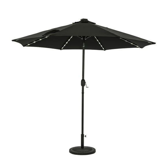 Mirage II Fiesta 9-ft Octagon Market Umbrella with Solar LED Tube Lights - Black - Breez-Tex Canopy