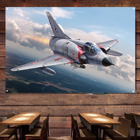 Mirage IIIC Fighter Banner Wall Flag - Air Force Attack Aircraft Canvas Print - Military Aviation Wall Art Decor - Ideal Gift For Army Fans 38" x 57"