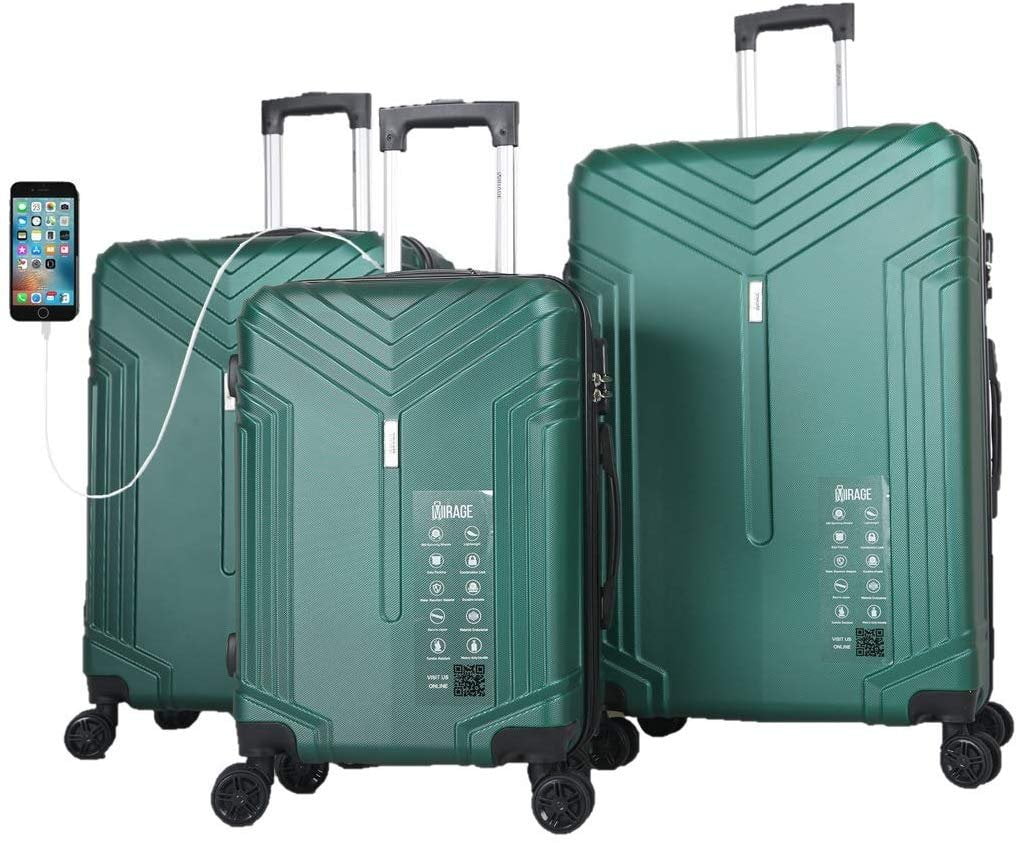Mirage King ABS Hardside 360 Spinner 3 Piece Luggage Set with Combination Lock and USB Port 28