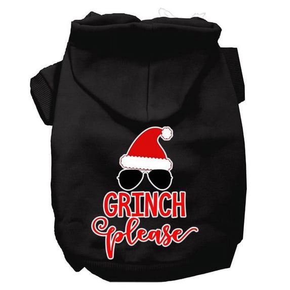Mirage Pet 10 in. Grinch Please Screen Print Dog Hoodie - Black, Small
