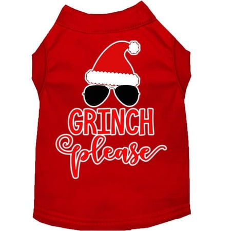 Mirage Pet 10 in. Grinch Please Screen Print Dog Shirt, Red - Small