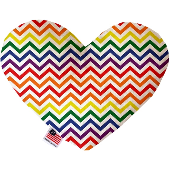 Mirage Pet 1111-CTYHT6 Rainbow Chevron Canvas Heart Dog Toy - 6 in.