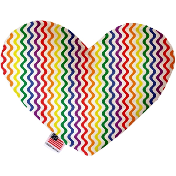 Mirage Pet 1114-CTYHT6 Rainbow Fun Stripes Canvas Heart Dog Toy - 6 in.