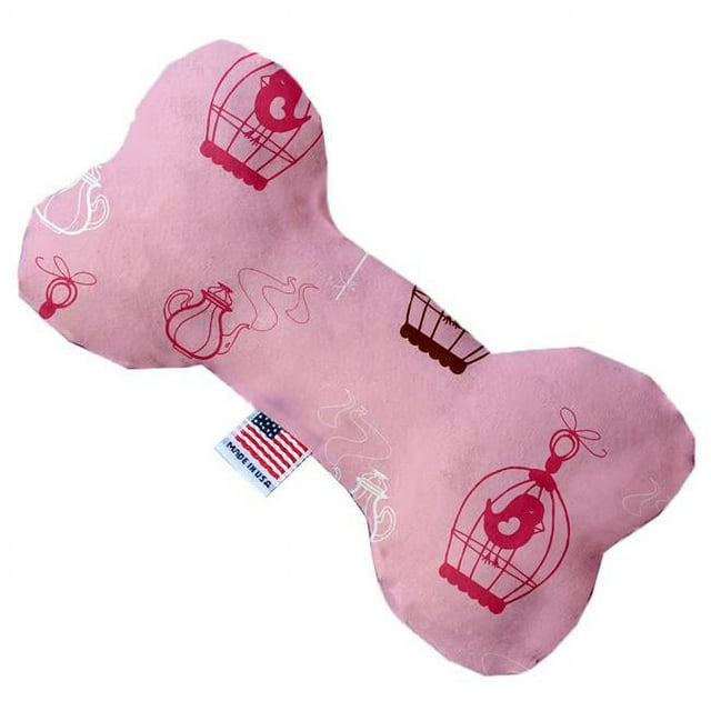 Mirage Pet 1117-SFTYBN6 Pink Whimsy Bird Cages 6 in. Stuffing Free Bone Dog Toy