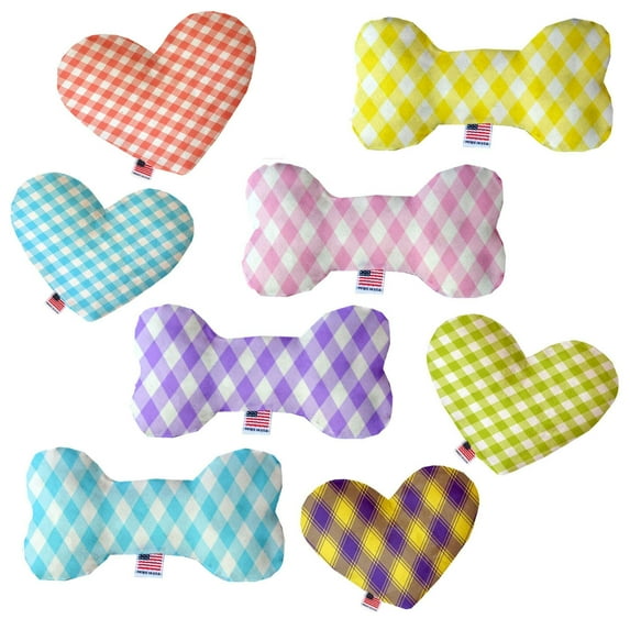 Mirage Pet Yellow Plaid 10 inch Bone Dog Toy