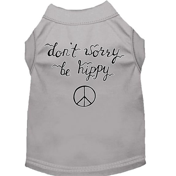 Mirage Pet 12 in. Be Hippy Screen Print Dog Shirt, Grey - Medium