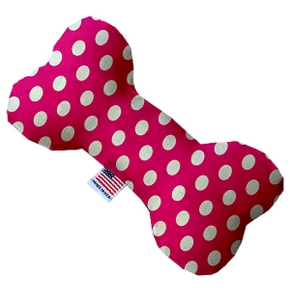 Mirage Pet 1248-CTYBN6 Hot Pink Swiss Dots Canvas Bone Dog Toy - 6 in.