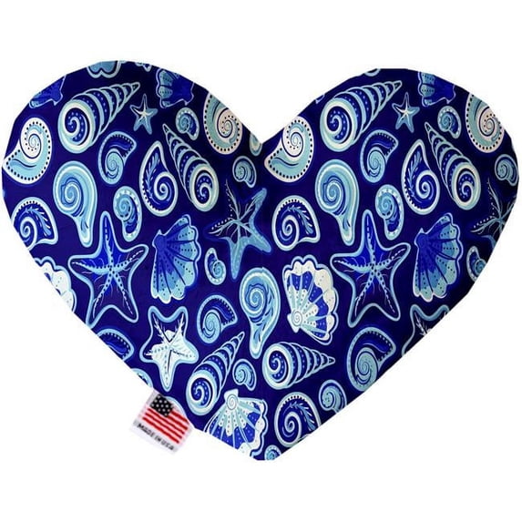 Mirage Pet 1254-SFTYHT8 Blue Seashells 8 in. Stuffing Free Heart Dog Toy