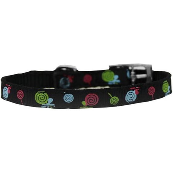 Mirage Pet 126-018 38BK12 0.38 in. Lollipops Nylon Dog Collar with Classic Buckle, Black - Size 12