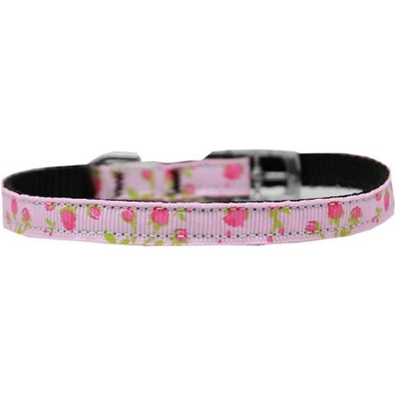 Mirage Pet 126-020 38LPK12 Roses Nylon Dog Collar with Classic Buckle 0.37 in., Pink - Size 12