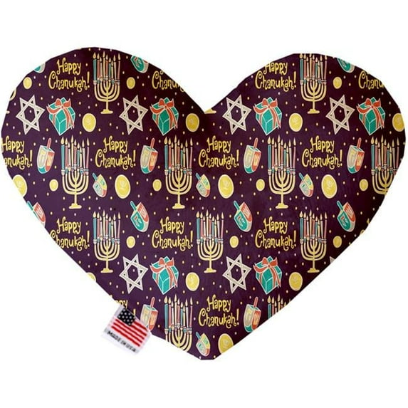 Mirage Pet 1289-CTYHT8 Happy Chanukah Canvas Heart Dog Toy - 8 in.