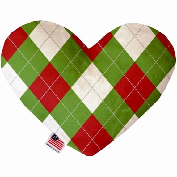 Mirage Pet 1304-CTYHT6 Christmas Argyle Canvas Heart Dog Toy - 6 in.