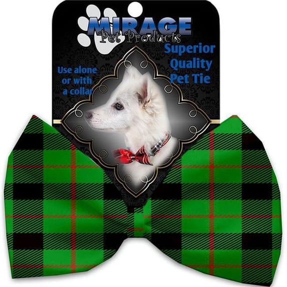 Mirage Pet Green Plaid Pet Bow Tie Collar Accessory with Velcro