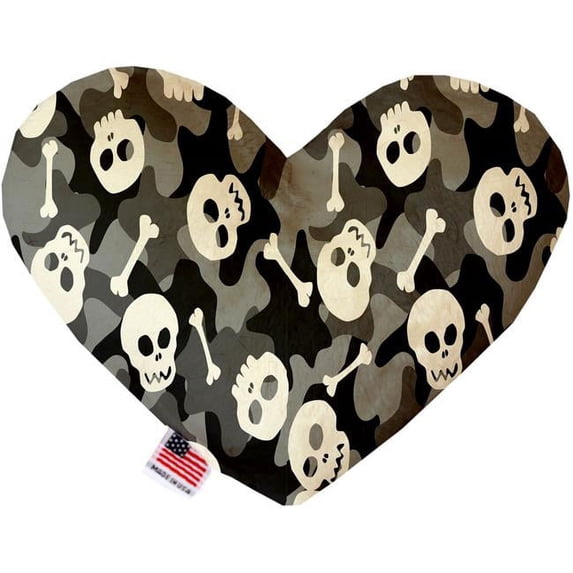 Mirage Pet 1340-SFTYHT6 Gray Camo Skulls 6 in. Stuffing Free Heart Dog Toy