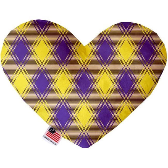 Mirage Pet 1354-CTYHT6 Purple & Yellow Plaid Canvas Heart Dog Toy - 6 in.