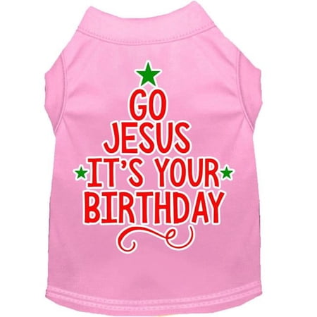 Mirage Pet 14 in. Go Jesus Screen Print Dog Shirt, Light Pink - Large