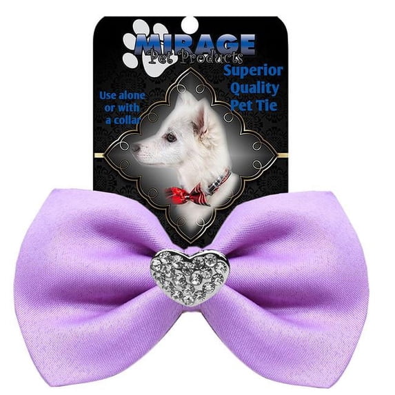Mirage Pet 47-53 LV Crystal Heart Widget Pet Bowtie, Lavender