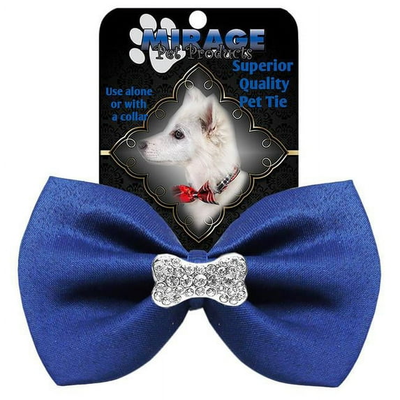 Mirage Pet 47-54 BL Crystal Bone Widget Pet Bowtie, Blue