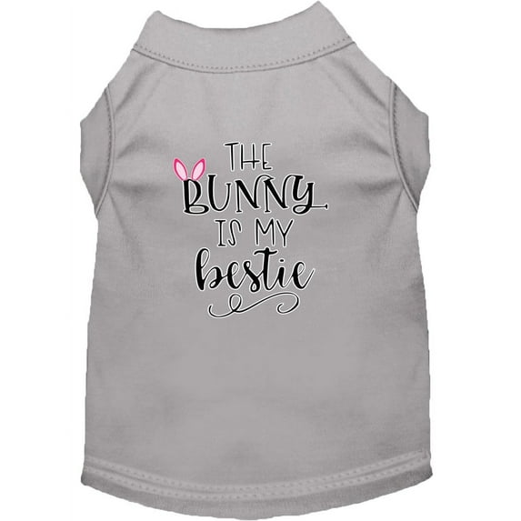 Mirage Pet 51-203 GYLG Bunny is My Bestie Screen Print Dog Shirt, Grey - Large 14