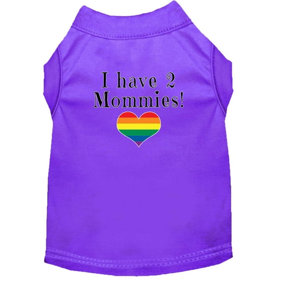 Pet Dog Cat Shirt Screen Printed, "I Have Two Mommies"
