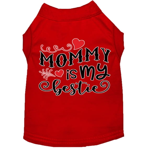 Mirage Pet 51-451 RDMD Mommy is My Bestie Screen Print Dog Shirt, Red - Medium