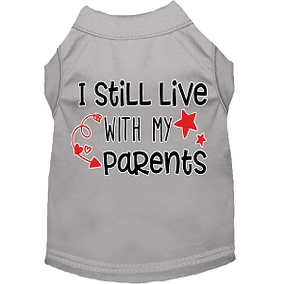Mirage Pet 51-452 GYMD Still Live with My Parents Screen Print Dog Shirt, Grey - Medium