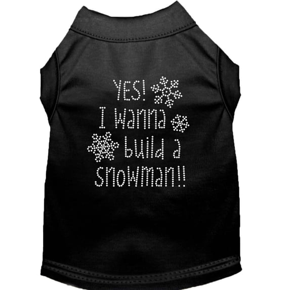 Christmas Pet Dog Cat Shirt Rhinestone, "Yes, I Want to Build a Snowman"