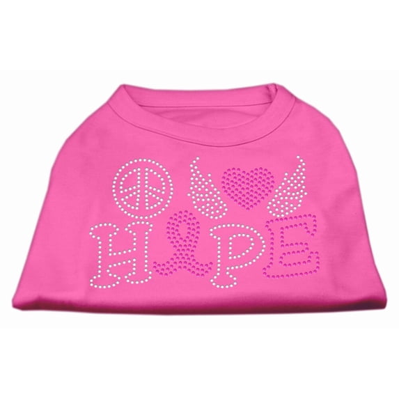 Pet Dog Cat Shirt Rhinestone, "Peace Love Hope Breast Cancer Awareness"