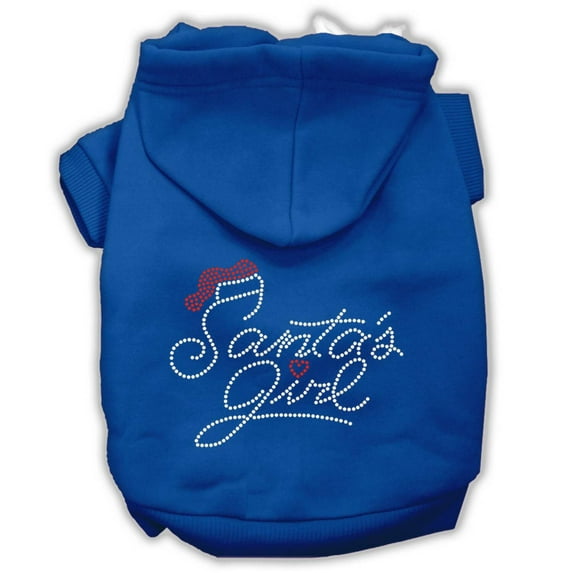 Christmas Pet, Dog Cat Hoodie Rhinestone, "Santa's Girl"