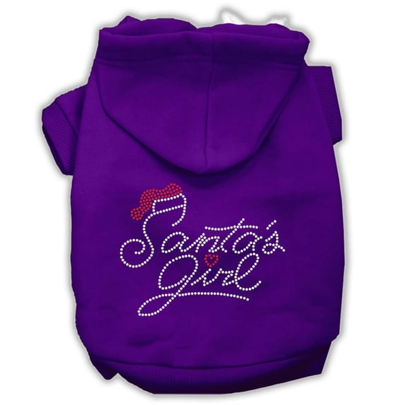 Christmas Pet, Dog Cat Hoodie Rhinestone, "Santa's Girl"