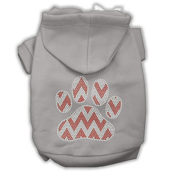 Christmas Pet, Dog Cat Hoodie Rhinestone, "Candy Cane Chevron Paw"