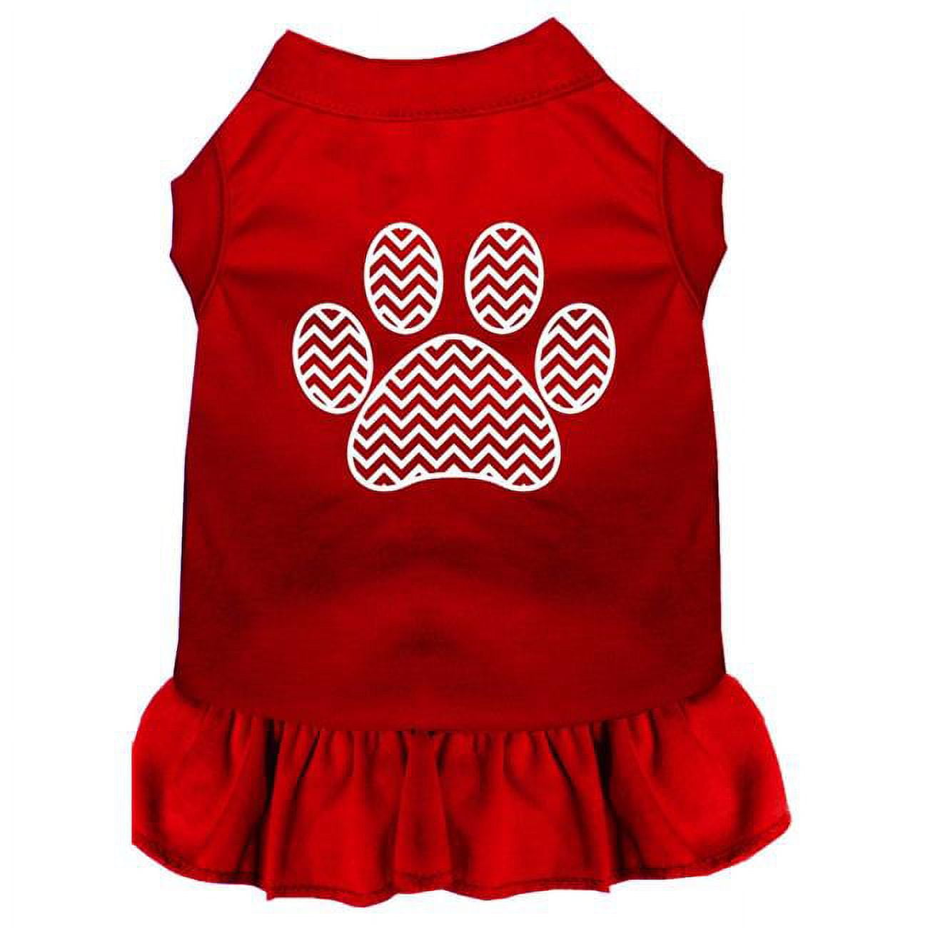 Mirage Pet 5759 SMRD Chevron Paw Screen Print Dog Dress, Red Small
