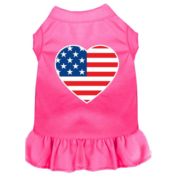Pet Dog Cat Dress Screen Printed, "American Flag Heart"